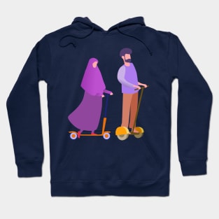 Couple riding scooter Hoodie